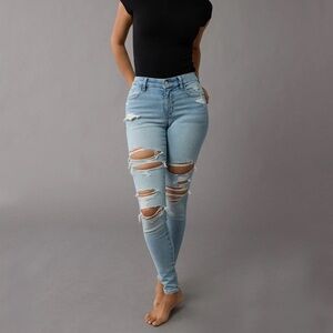 American Eagle Curvy High Rise Jegging Size 10 Short New With Tags Distressed